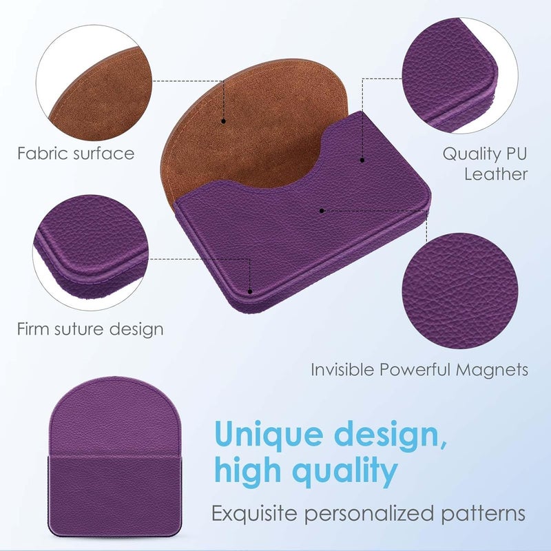 Xavier Business Card Holder，PU Leather Business Card Case Color Printing Pattern Card Holder Wallet，Pockets Magnetic Credit Card Holders for Men and Women，Purple - Image 3